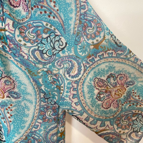 daniel rainn womens blue paisley flowy blouse Size Small Boho lightweight casual - Picture 5 of 7